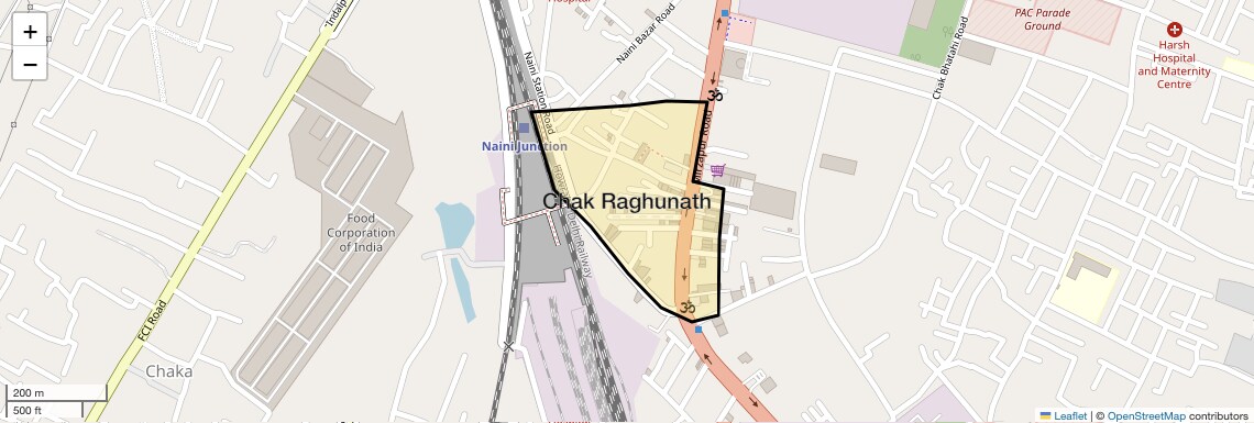 Location Map of Chak Raghunath, Allahabad