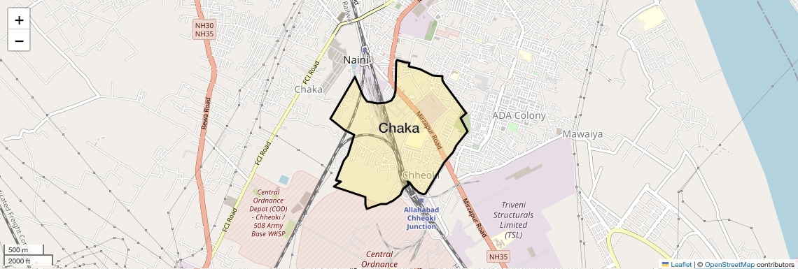 Location Map of Chaka, Allahabad