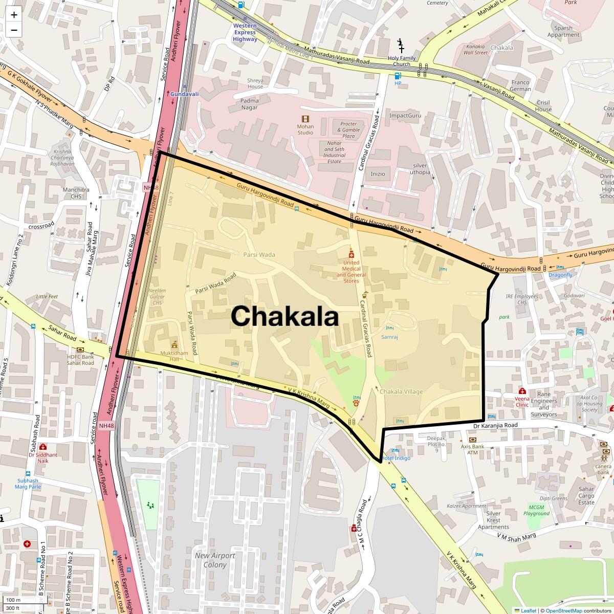 Location Map of Chakala, Mumbai