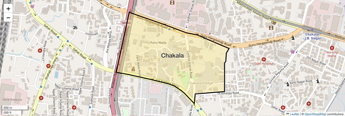 Location Map of Chakala, Mumbai