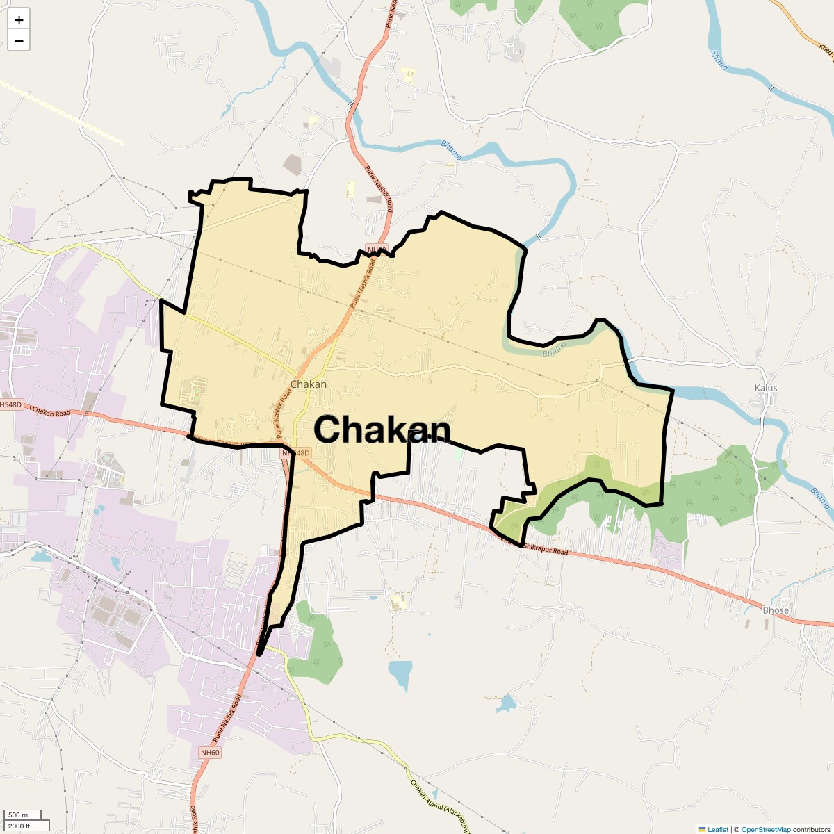 Location Map of Chakan, Pune