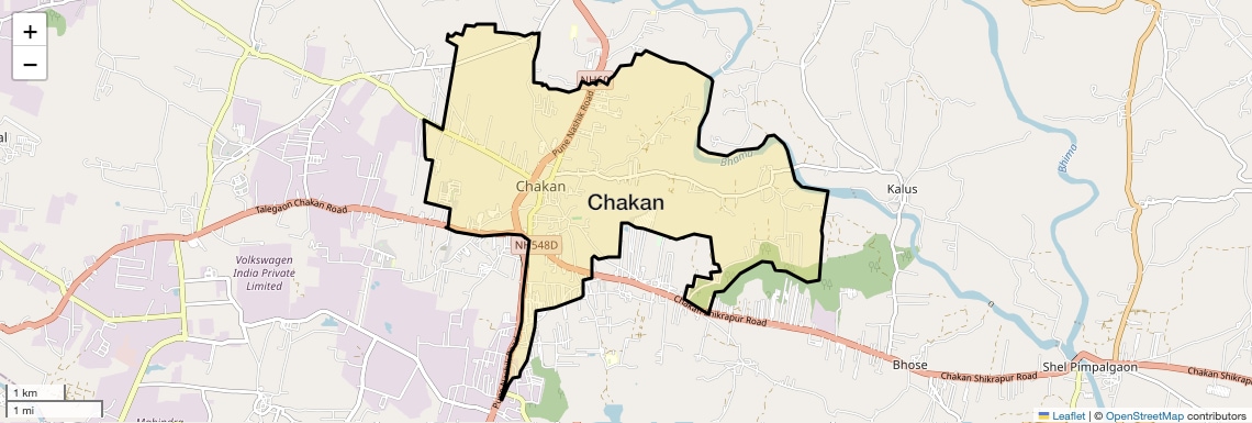 Location Map of Chakan, Pune