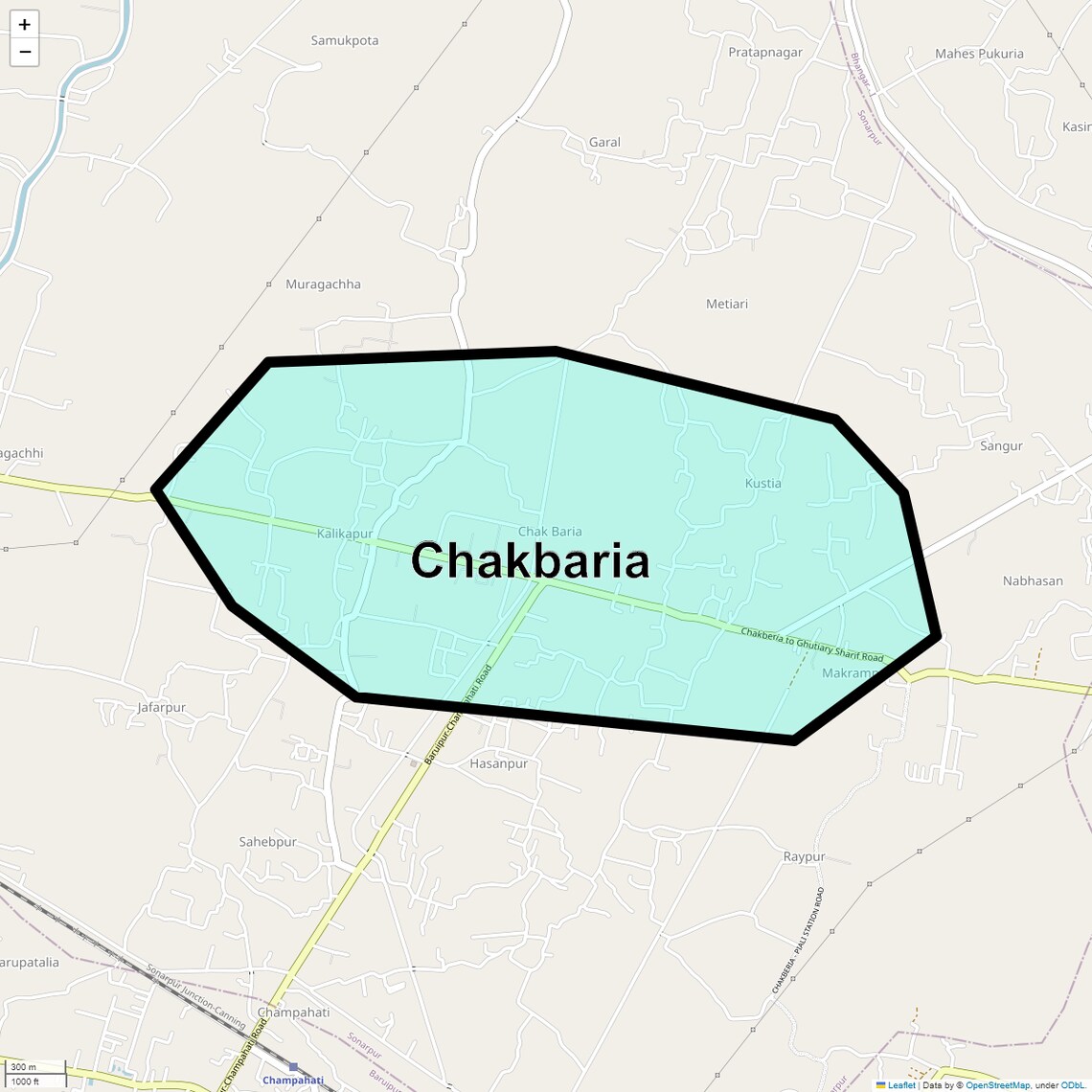Location Map of Chakbaria, Kolkata