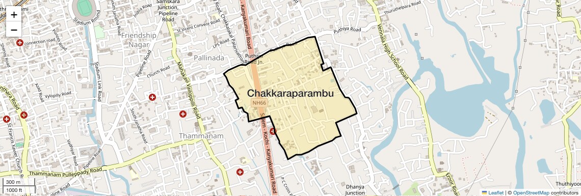 Location Map of Chakkaraparambu, Kochi