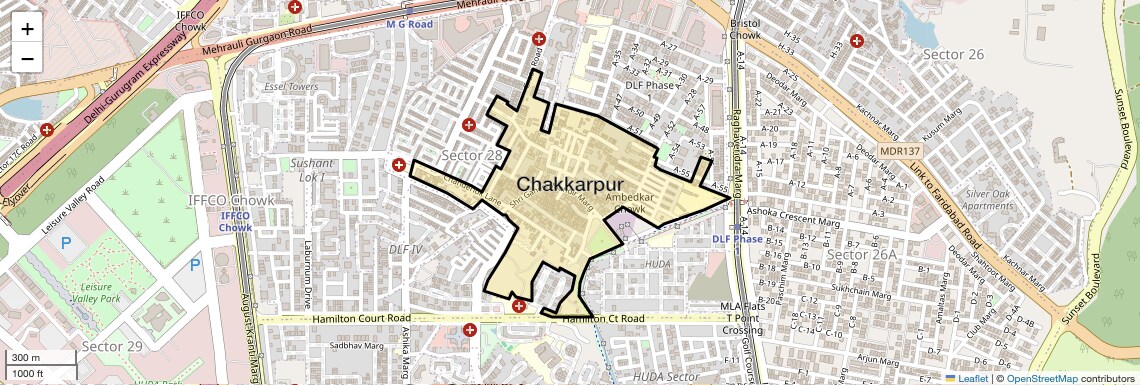 Location Map of Chakkarpur, Gurgaon