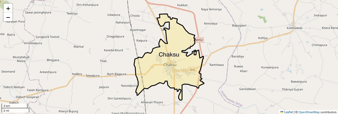Location Map of Chaksu, Jaipur