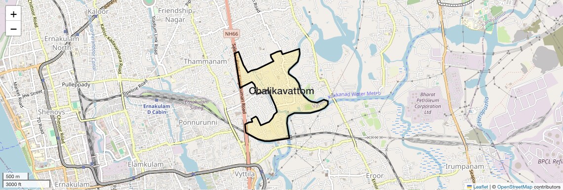 Location Map of Chalikavattom, Kochi