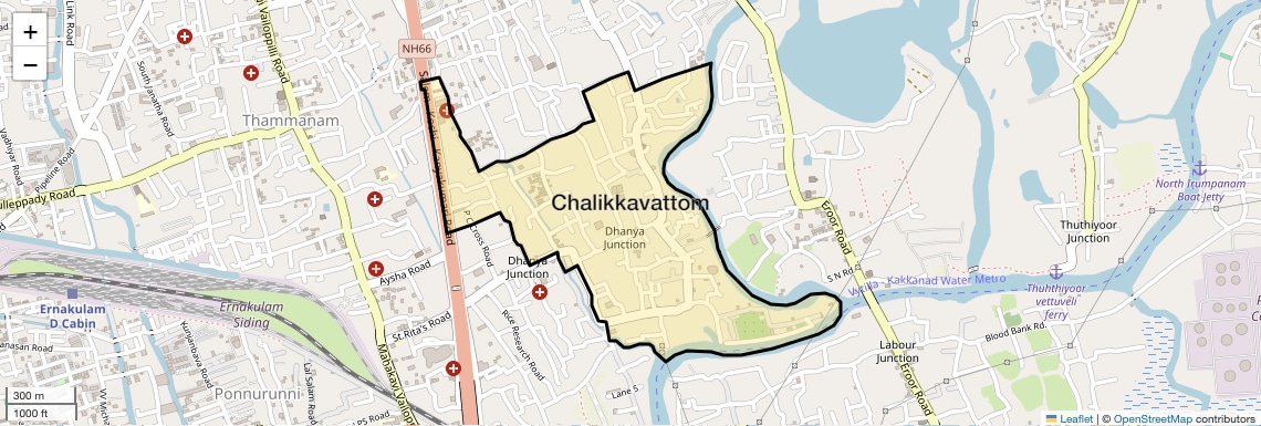 Location Map of Chalikkavattom, Kochi