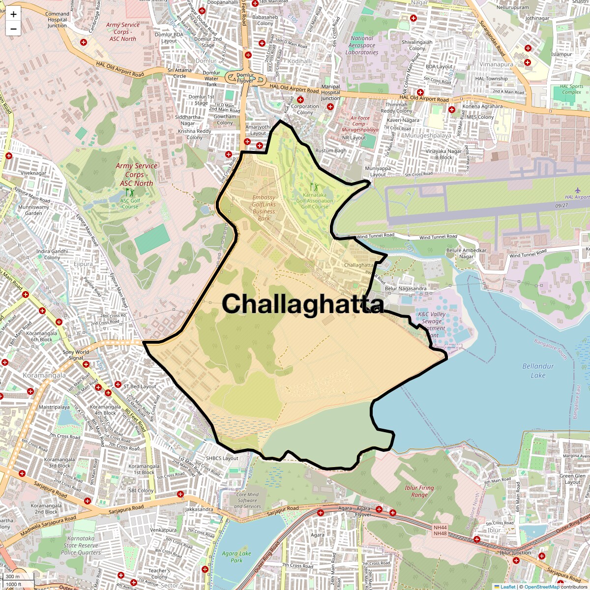 Location Map of Challaghatta, Bangalore