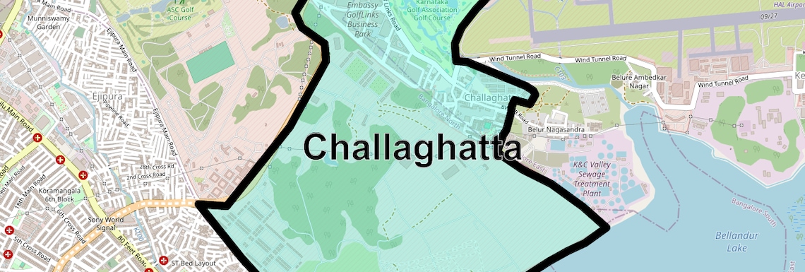 Location Map of Challaghatta, Bangalore