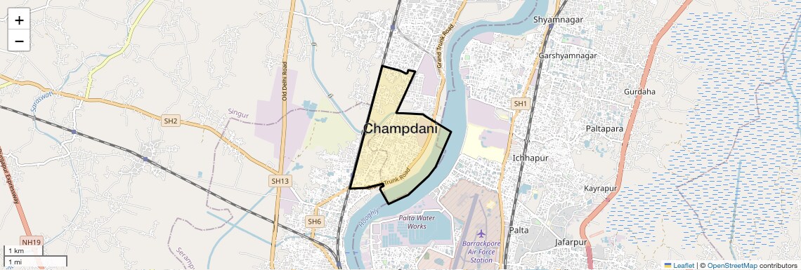 Location Map of Champdani, Kolkata