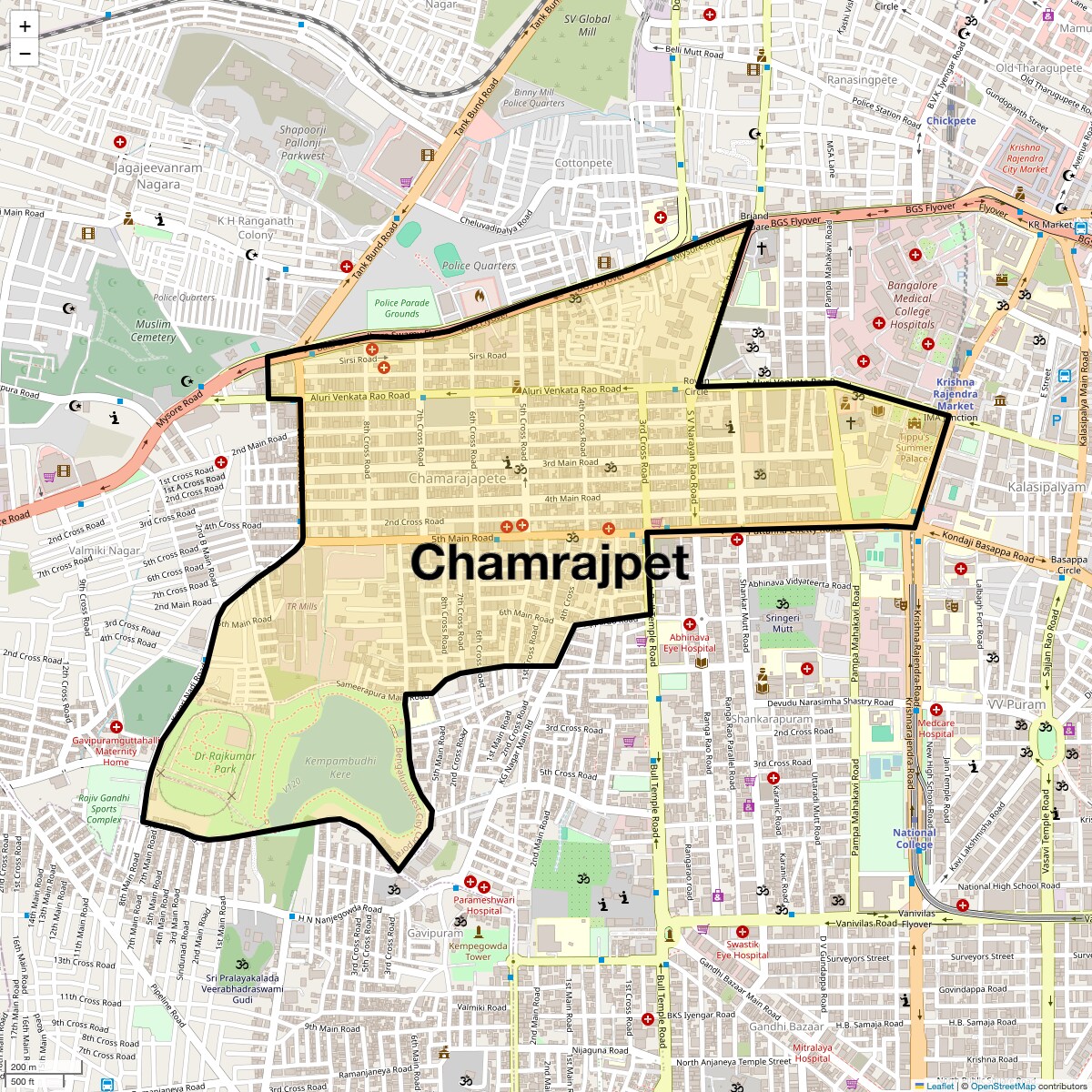Location Map of Chamrajpet, Bangalore