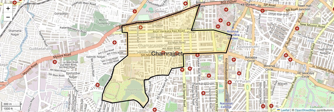 Location Map of Chamrajpet, Bangalore