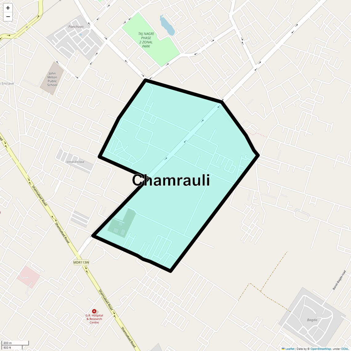 Location Map of Chamrauli, Agra