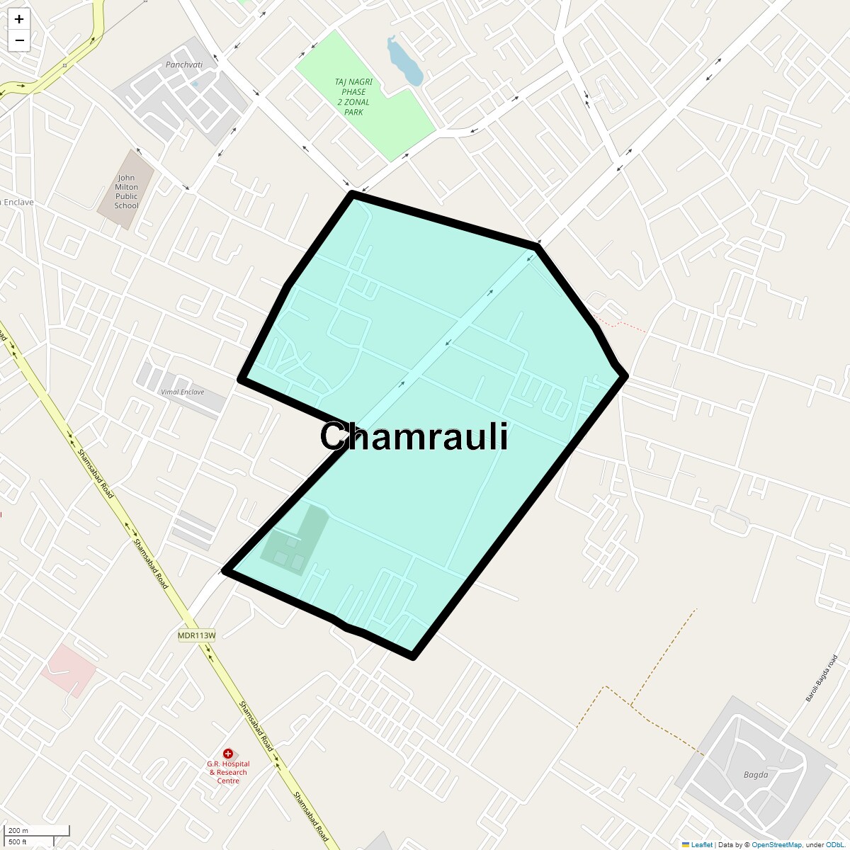 Location Map of Chamrauli, Agra