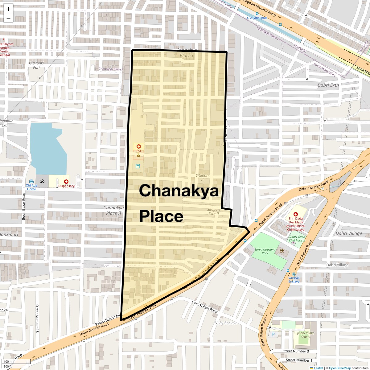 Location Map of Chanakya Place, Delhi