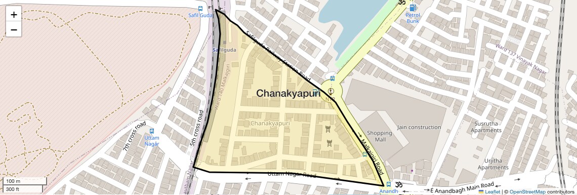 Location Map of Chanakyapuri, Hyderabad