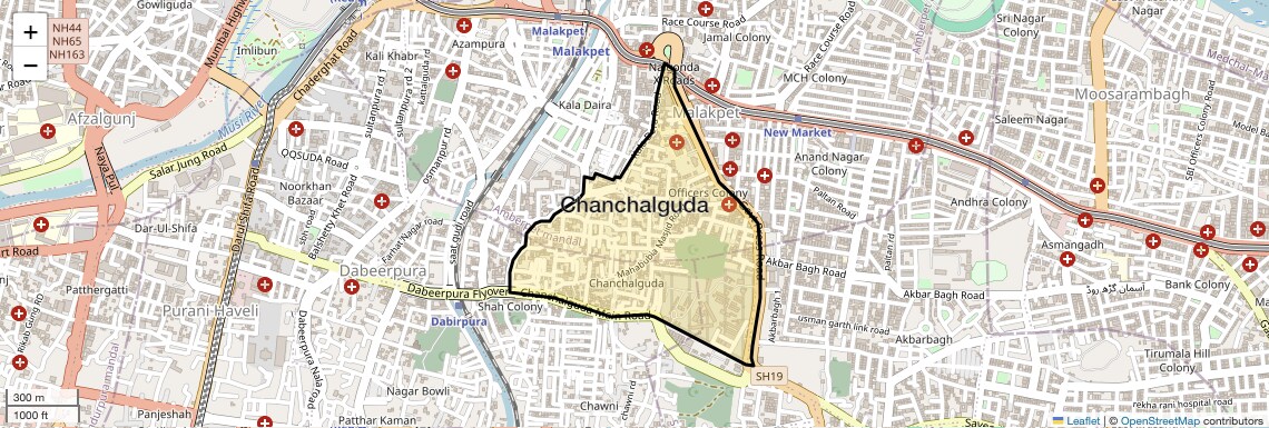 Location Map of Chanchalguda, Hyderabad