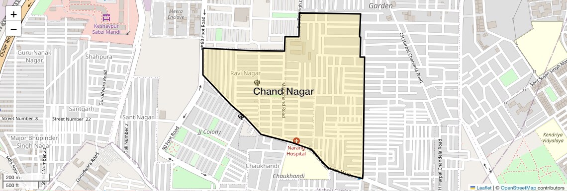 Location Map of Chand Nagar, Delhi