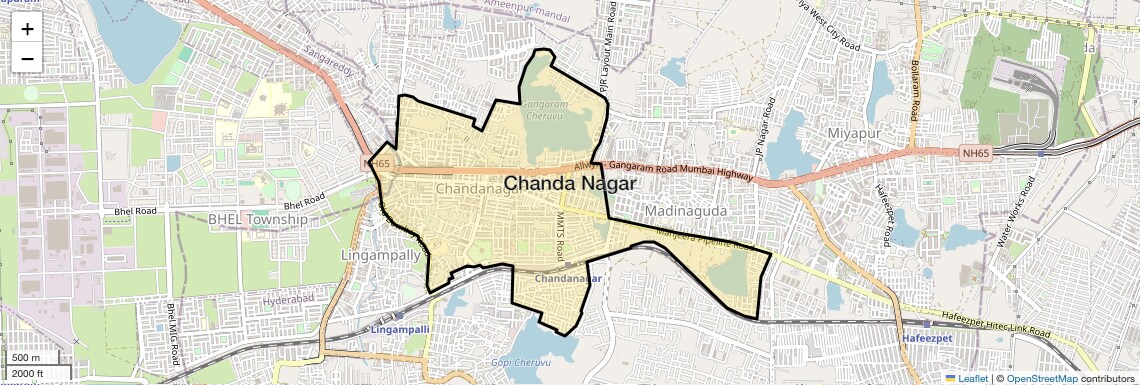 Location Map of Chanda Nagar, Hyderabad