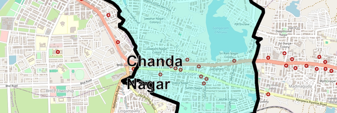 Location Map of Chanda Nagar, Hyderabad