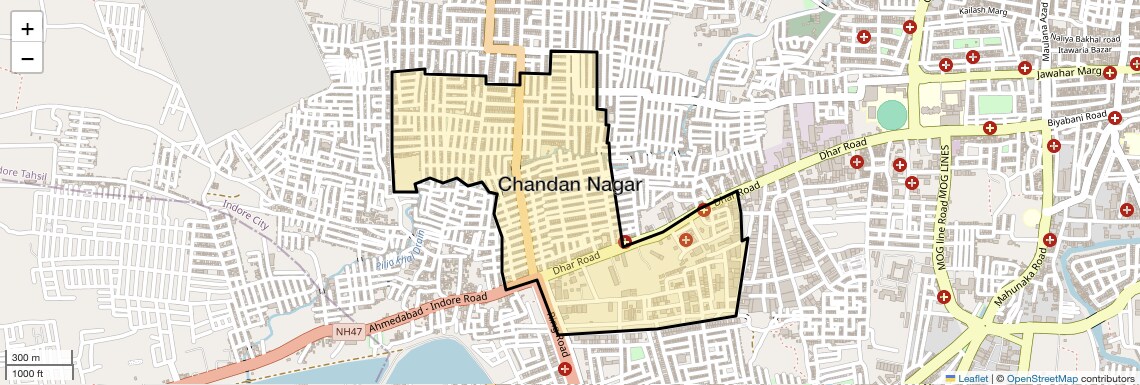 Location Map of Chandan Nagar, Indore