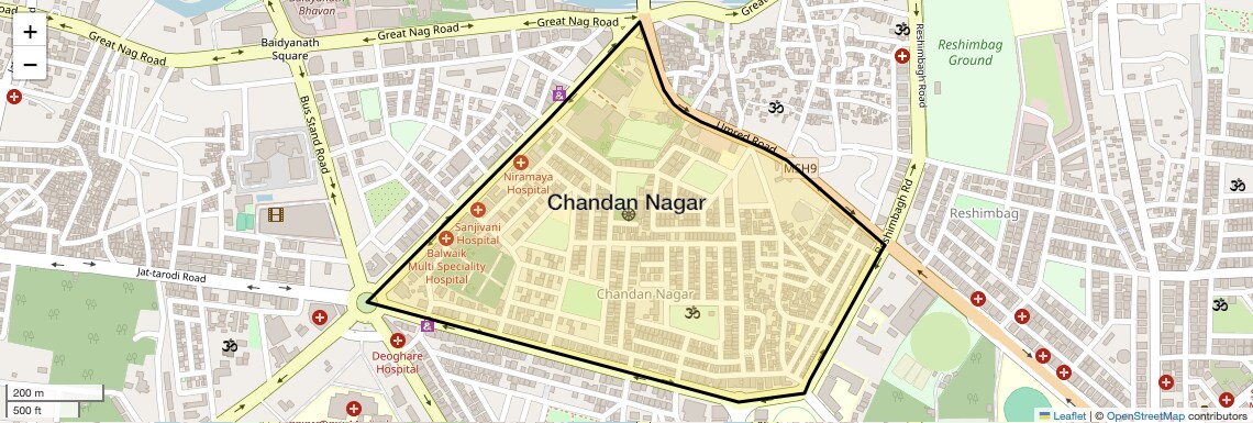 Location Map of Chandan Nagar, Nagpur