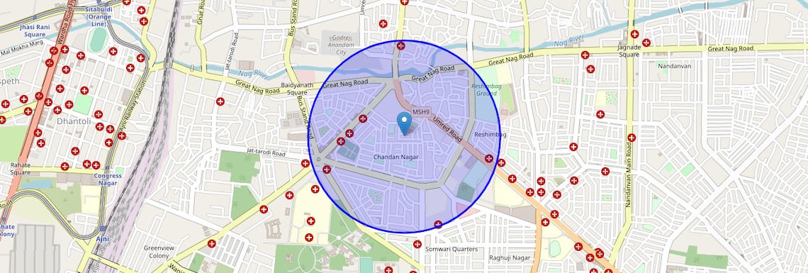 Location Map of Chandan Nagar, Nagpur