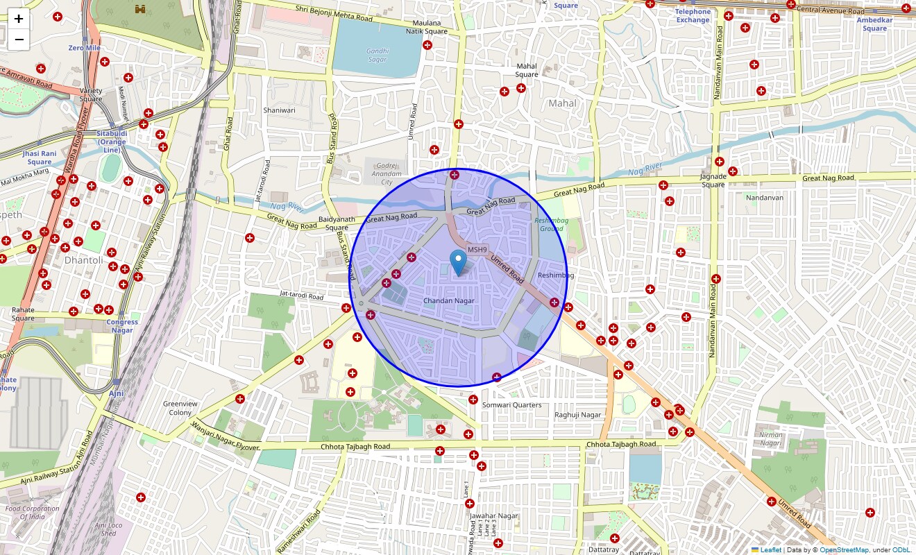 Location Map of Chandan Nagar, Nagpur