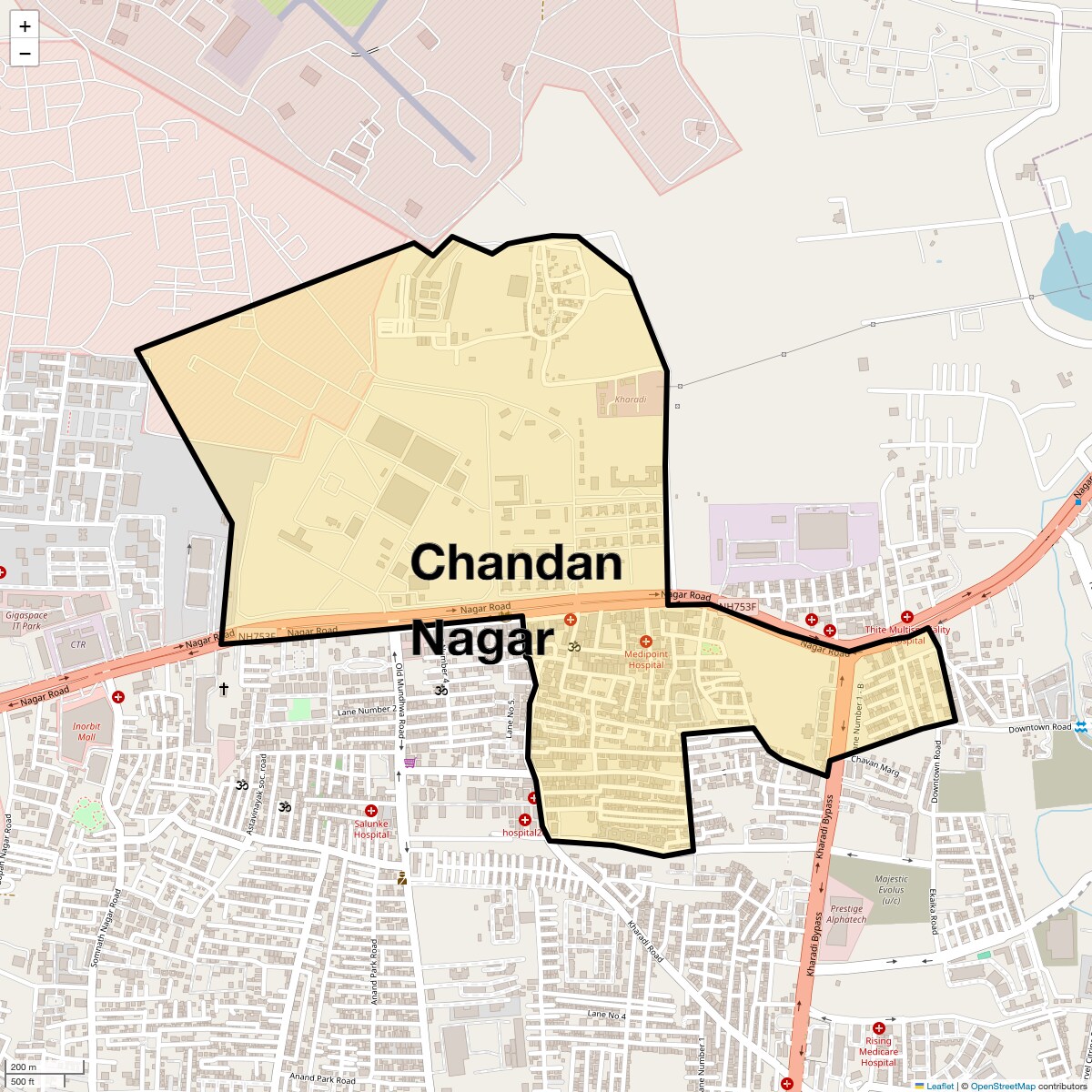 Location Map of Chandan Nagar, Pune