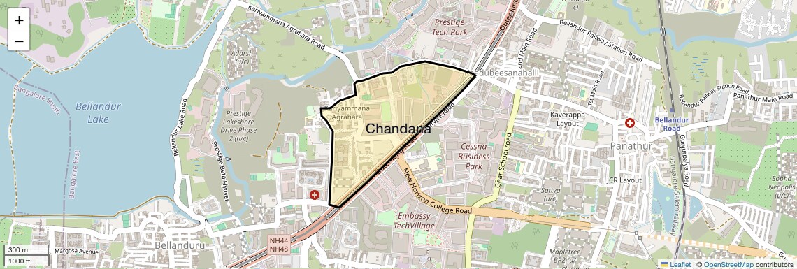 Location Map of Chandana, Bangalore
