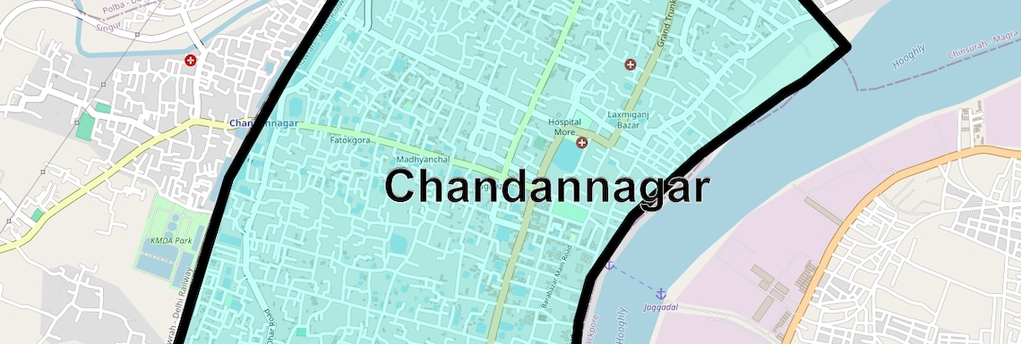Location Map of Chandannagar, Kolkata