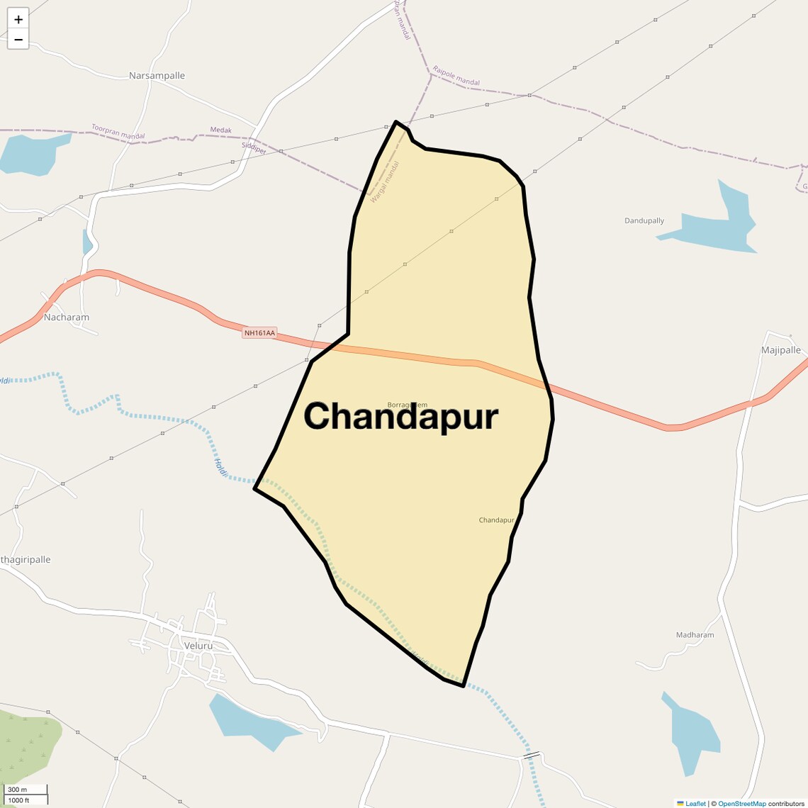 Location Map of Chandapur, Hyderabad