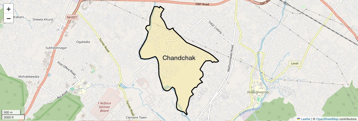 Location Map of Chandchak, Dehradun