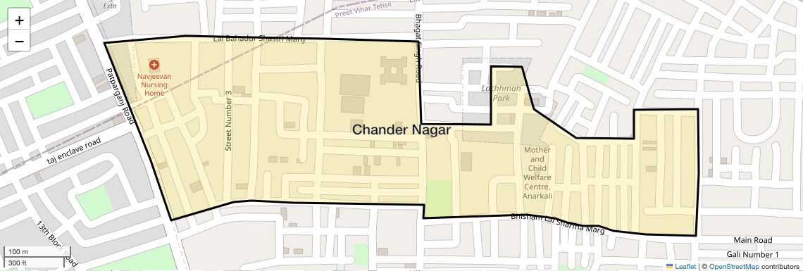 Location Map of Chander Nagar, Delhi