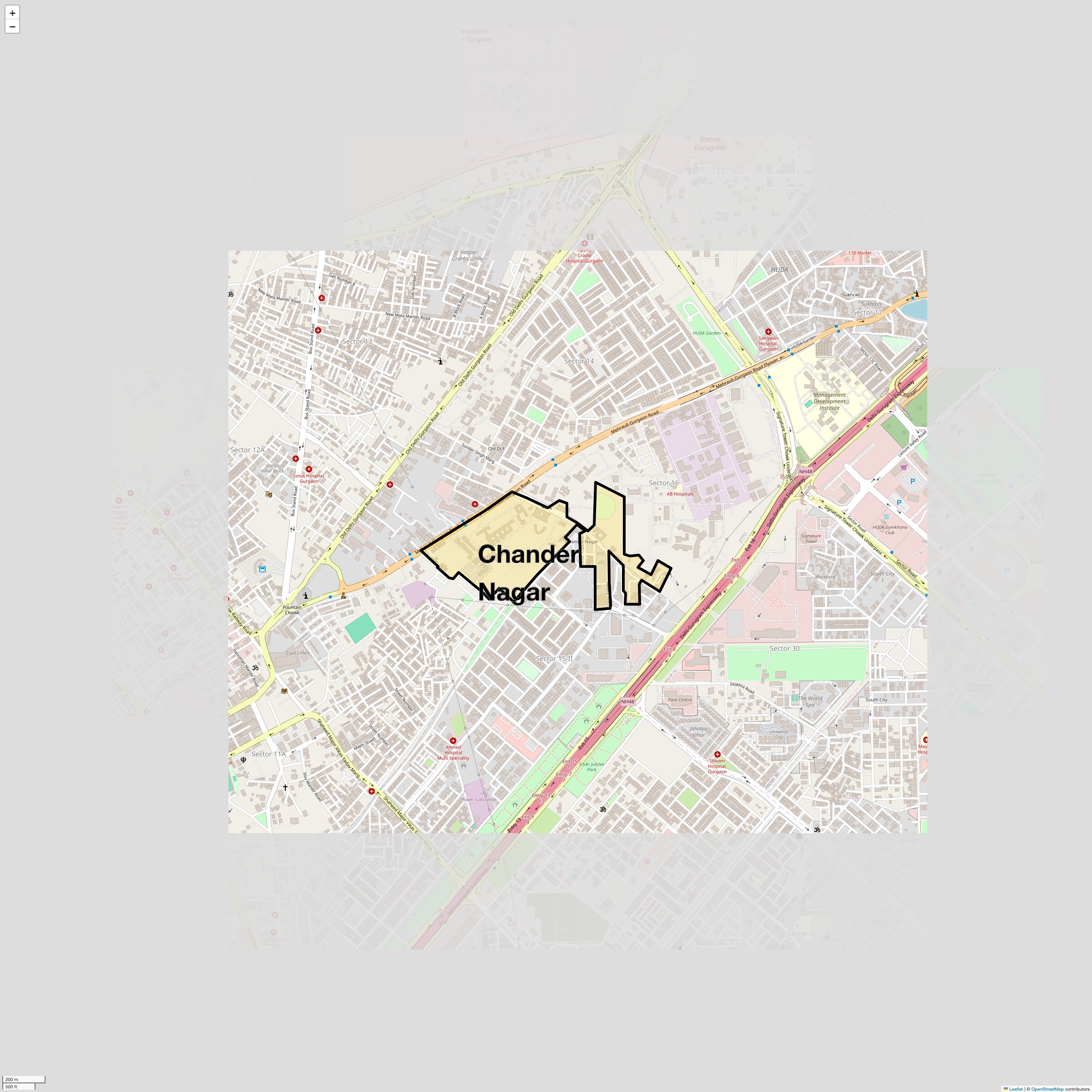 Location Map of Chander Nagar, Gurgaon