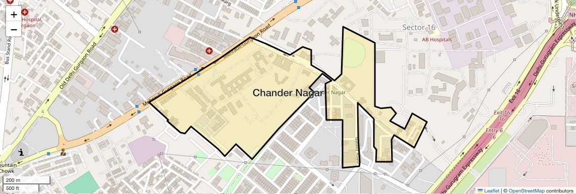 Location Map of Chander Nagar, Gurgaon