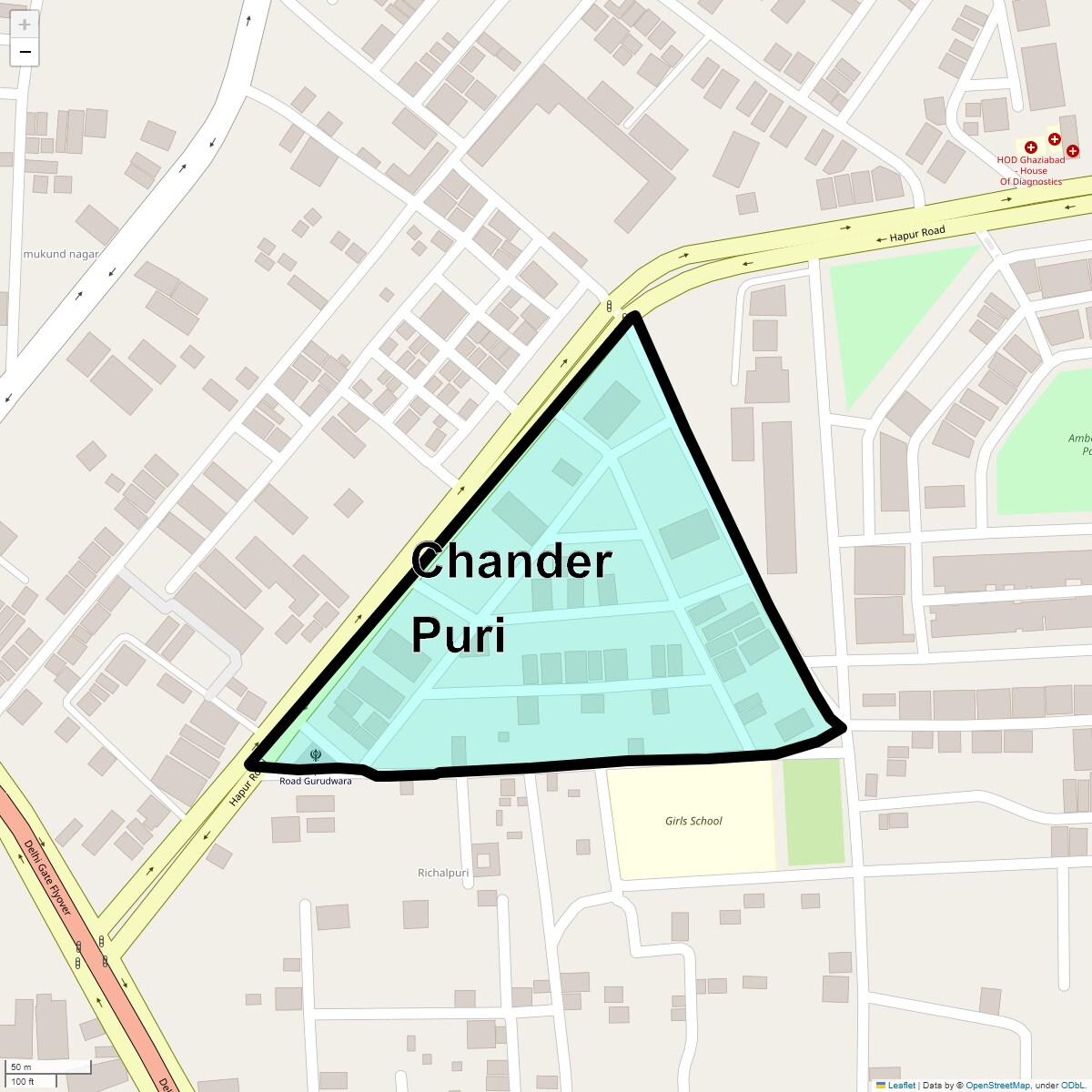 Location Map of Chander Puri, Ghaziabad