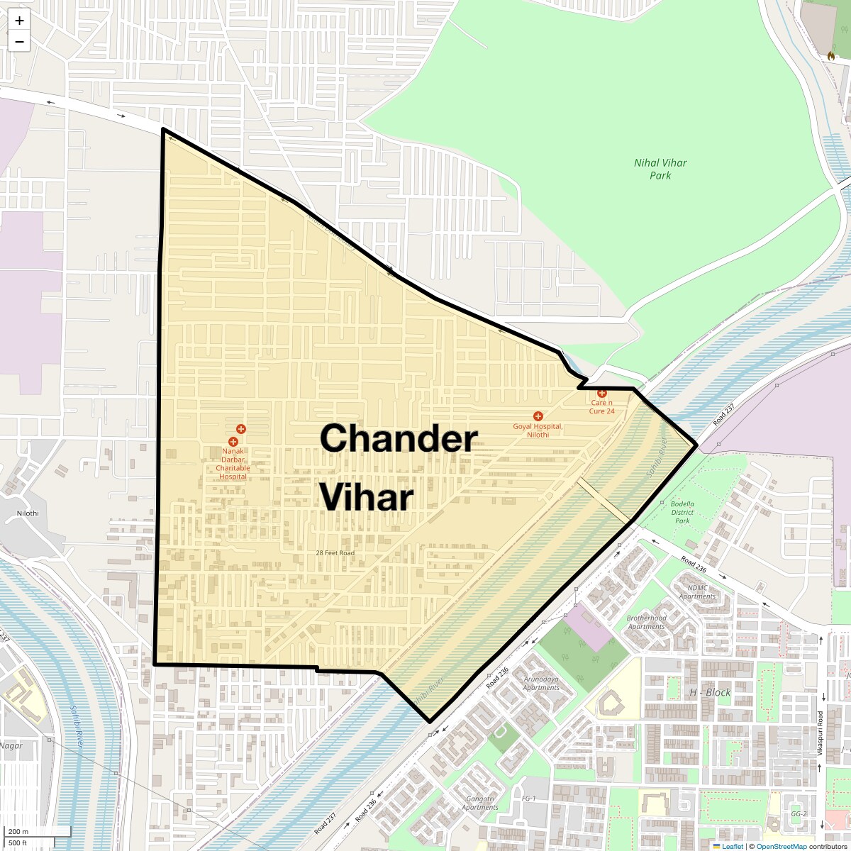 Location Map of Chander Vihar, Delhi