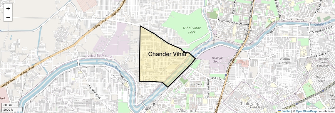 Location Map of Chander Vihar, Delhi