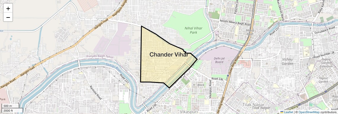 Location Map of Chander Vihar, Delhi