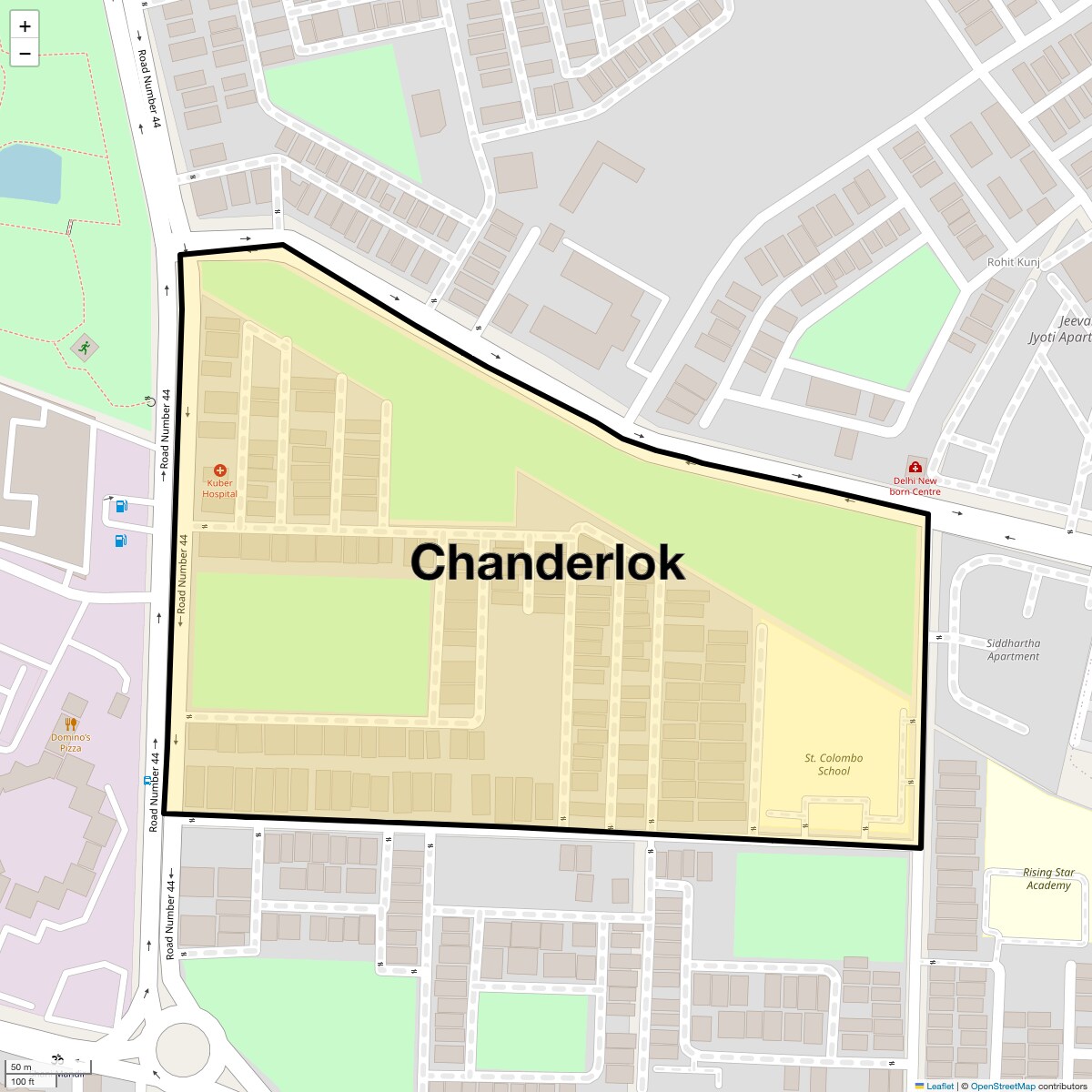 Location Map of Chanderlok, Delhi