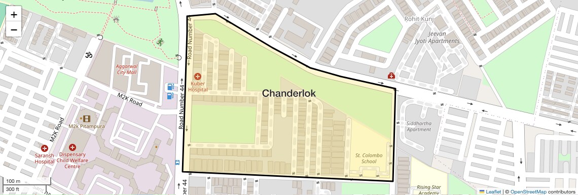 Location Map of Chanderlok, Delhi