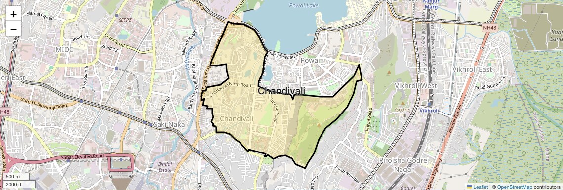 Location Map of Chandivali, Mumbai