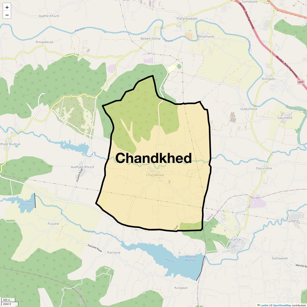 Location Map of Chandkhed, Pune