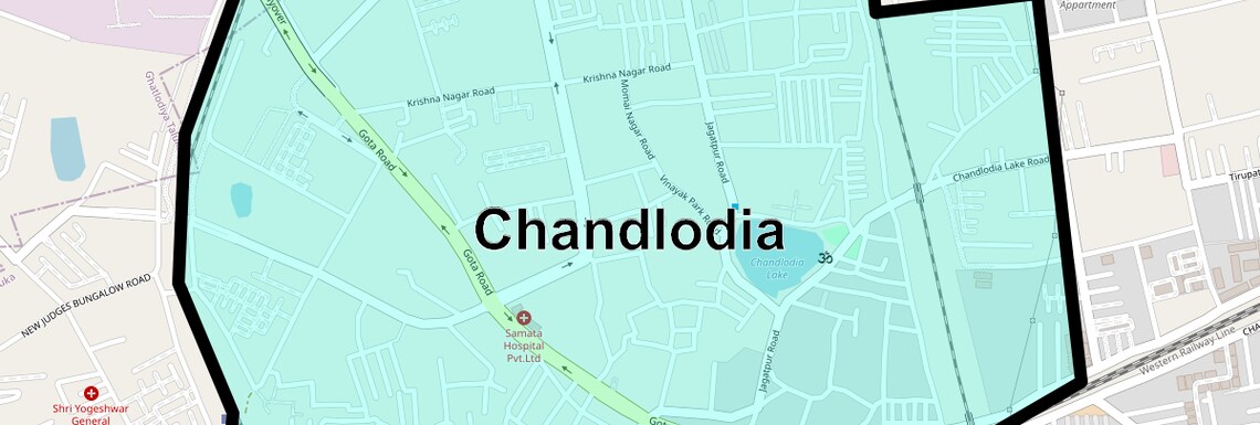 Location Map of Chandlodia, Ahmedabad