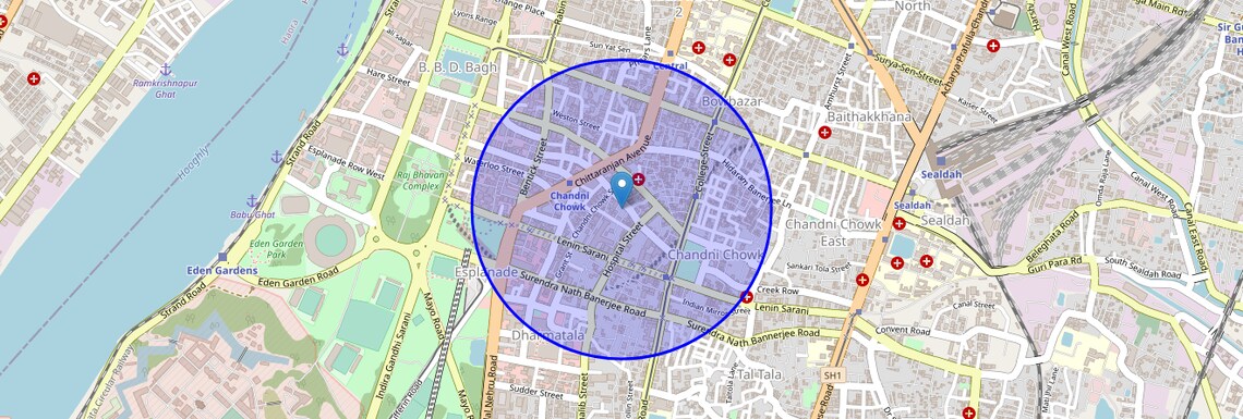 Location Map of Chandni Chawk, Kolkata