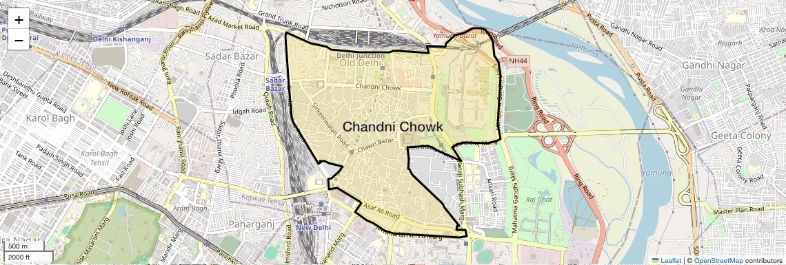 Location Map of Chandni Chowk, Delhi