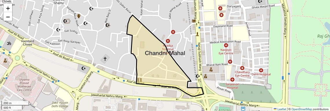 Location Map of Chandni Mahal, Delhi