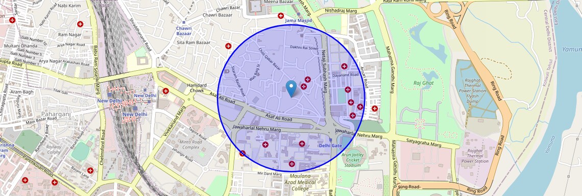 Location Map of Chandni Mahal, Delhi